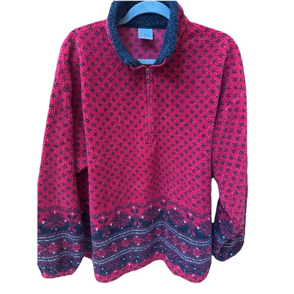 Hanna Andersson Sweaters - Hanna Andersson Sweater Large Nordic Fair Isle Quarter Zip Pullover Sweater‎ Red